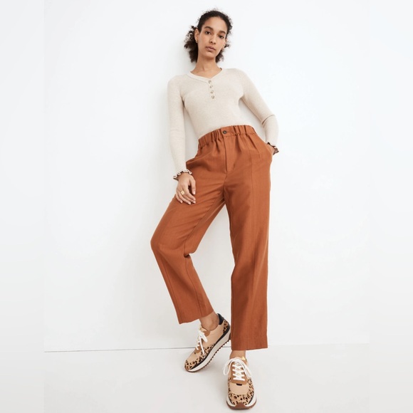 Madewell Pants - Madewell Tapered Huston Pull-On Crop Pants Burnt Clay Small